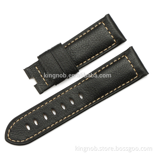 24mm stainless steel deployment style clasp watch strap leather band watch for panerai